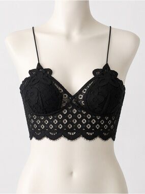 Zenana Black Lace Bralette 3X Plus Size Floral Crochet NWOT